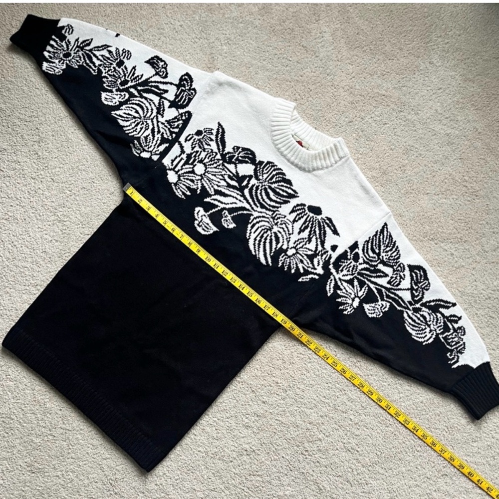 NWT Farm Rio Wool Blend Sweaterdress Black and White Floral Sweater Dress M - Picture 9 of 14